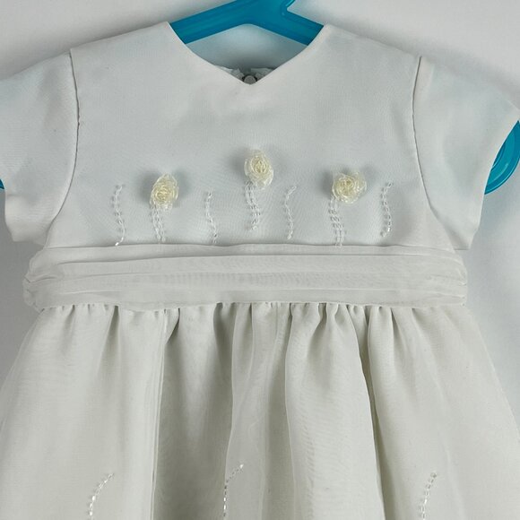 Sarah Louise Baby Formal Dress Size 6 Mths White Fit Flare Polyester Nylon - Picture 2 of 9